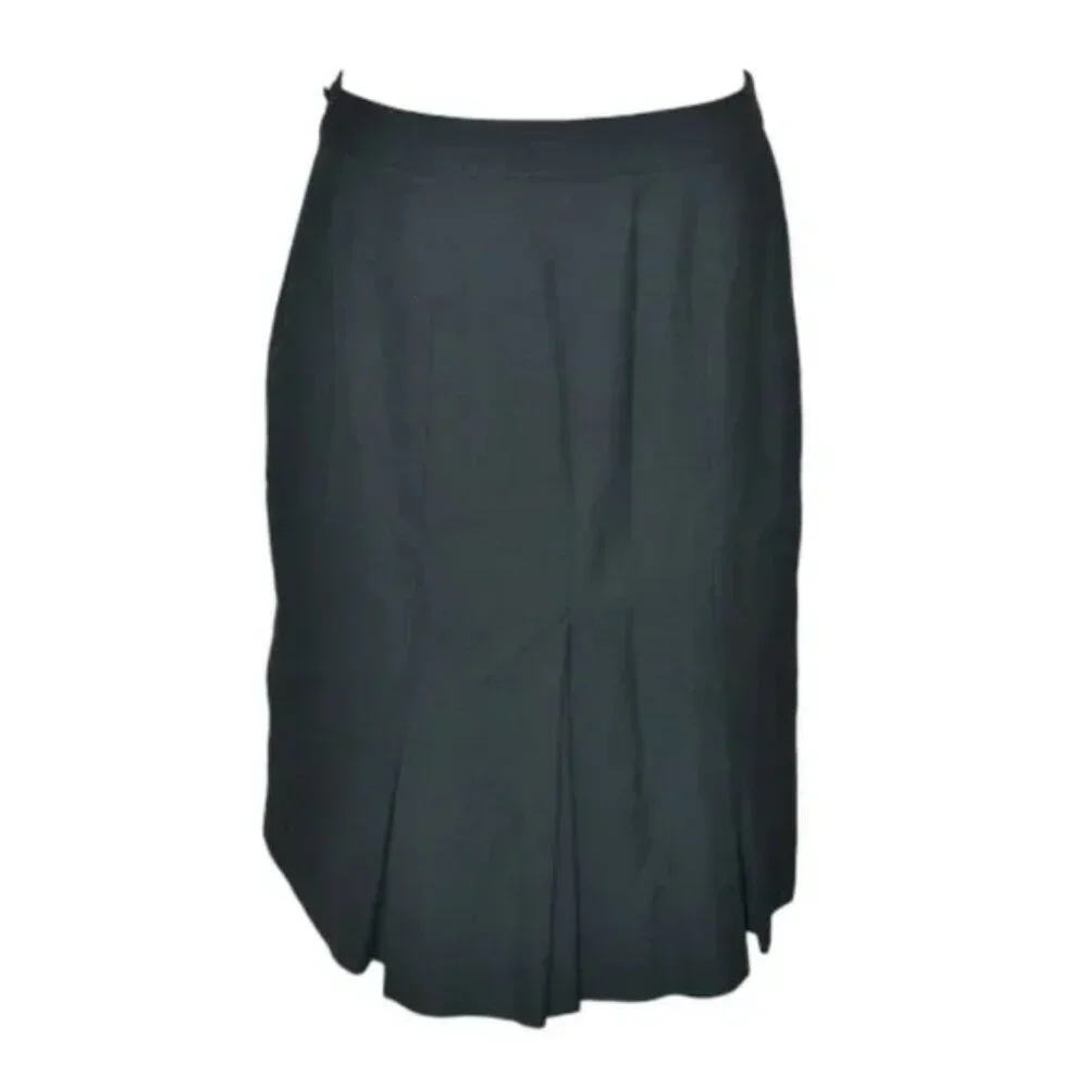 Ann Taylor Black Rear Knife-Pleat Knee-Length Polyester Wiggle Pencil Skirt 4